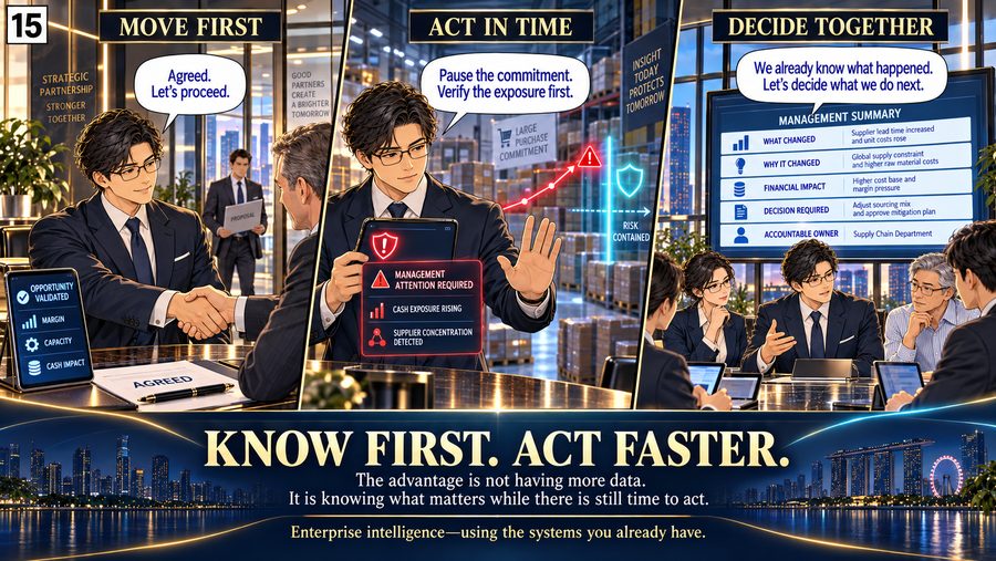 Know First finale — Move First, Act in Time, Decide Together. Know First. Act Faster. The advantage is not having more data. It is knowing what matters while there is still time to act. Enterprise intelligence, using the systems you already have.