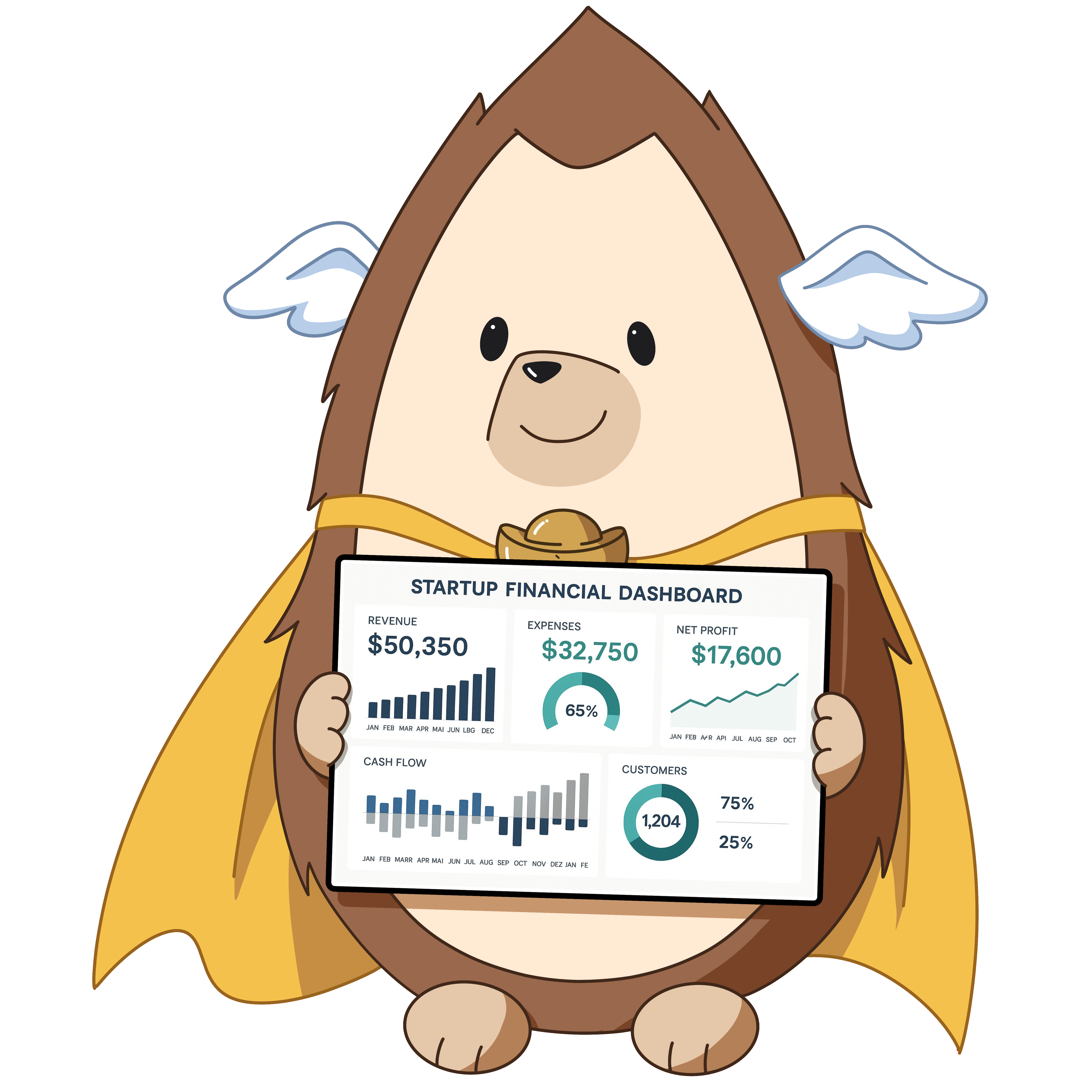Yi mascot with dashboard